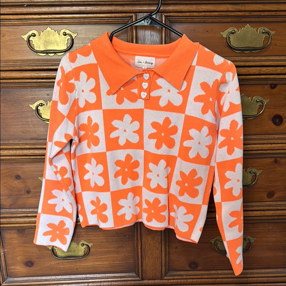 Orange and White Floral shirt